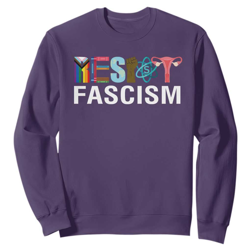 Resist Fascism Protest Sweatshirt Anti Trump Political Activist TS14 Purple Print Your Wear