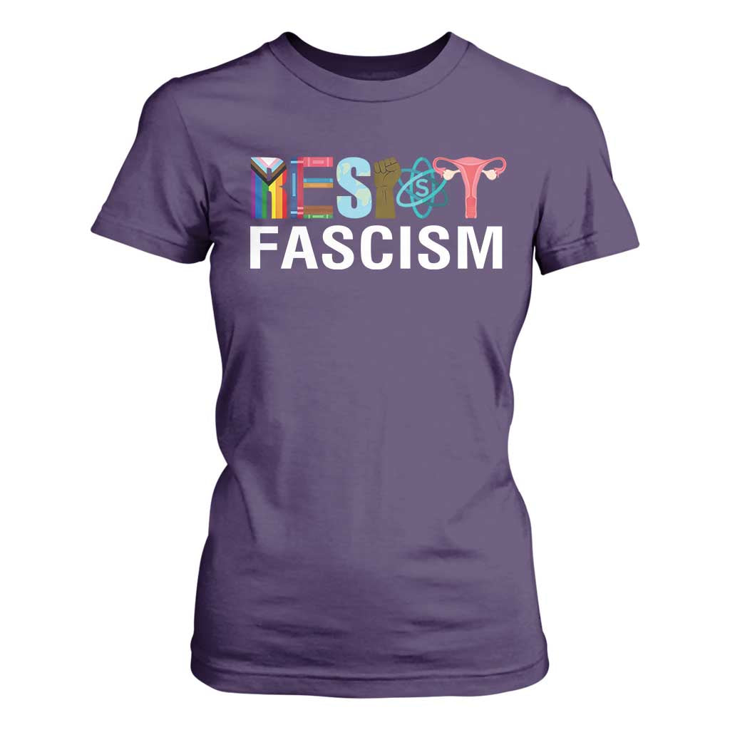 Resist Fascism Protest T Shirt For Women Anti Trump Political Activist TS14 Purple Print Your Wear