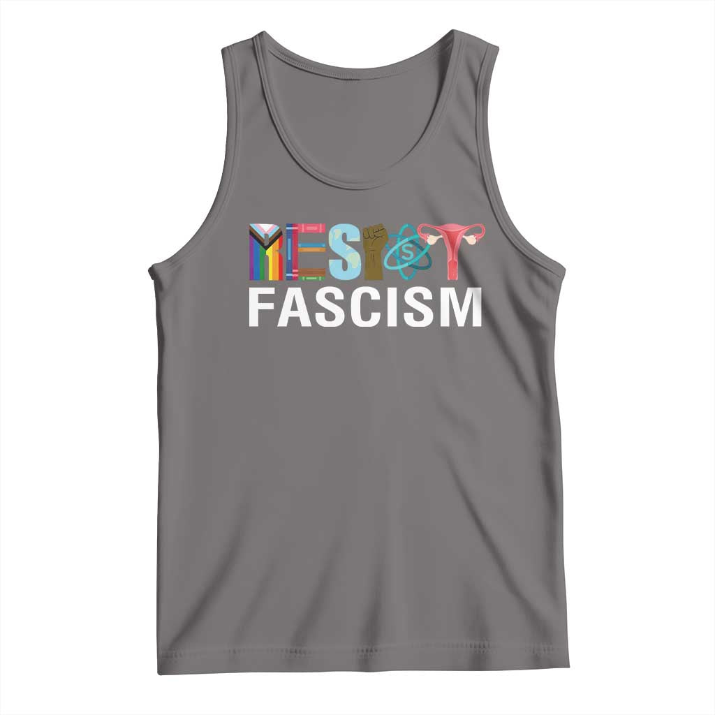Resist Fascism Protest Tank Top Anti Trump Political Activist TS14 Deep Heather Print Your Wear