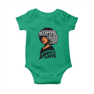 Angela Davis Inspirational Quote Baby Onesie I Am No Longer Accepting The Things I Cannot Change TS14 Irish Green Print Your Wear