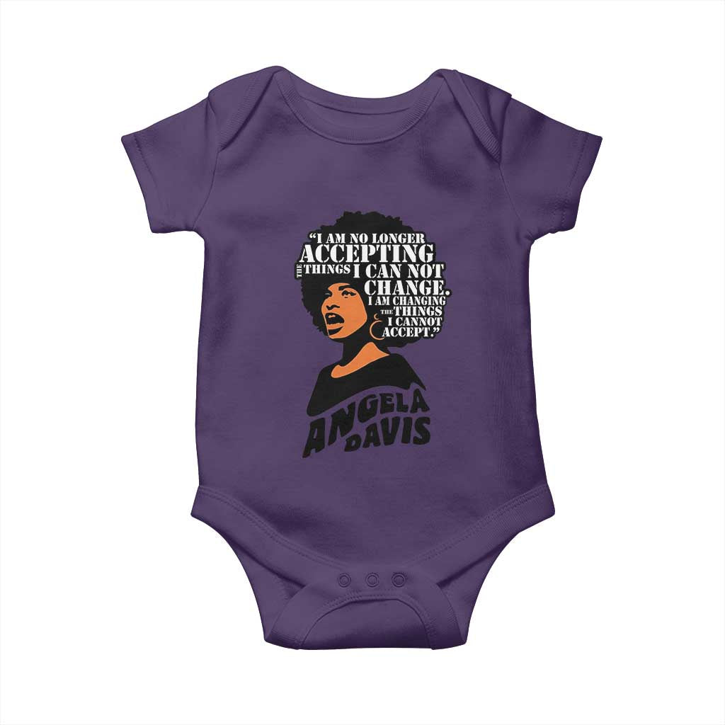 Angela Davis Inspirational Quote Baby Onesie I Am No Longer Accepting The Things I Cannot Change TS14 Purple Print Your Wear
