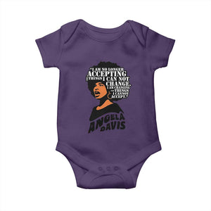 Angela Davis Inspirational Quote Baby Onesie I Am No Longer Accepting The Things I Cannot Change TS14 Purple Print Your Wear