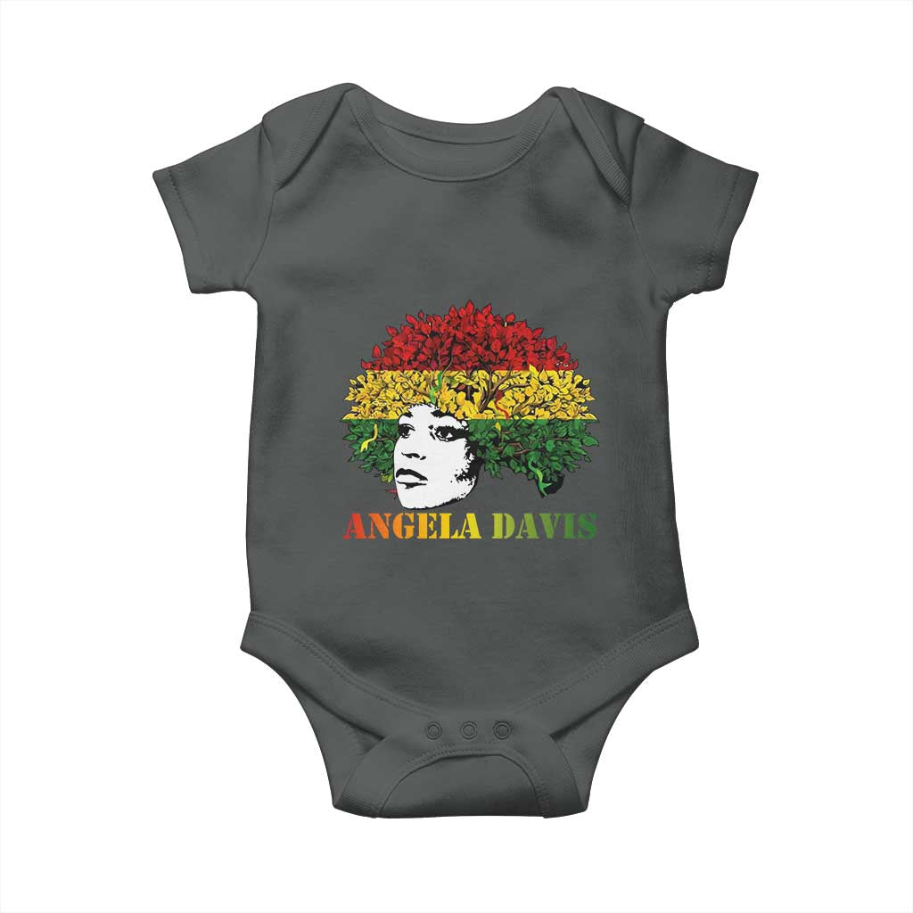 Angela Davis Baby Onesie Black History Month TS14 Dark Heather Print Your Wear