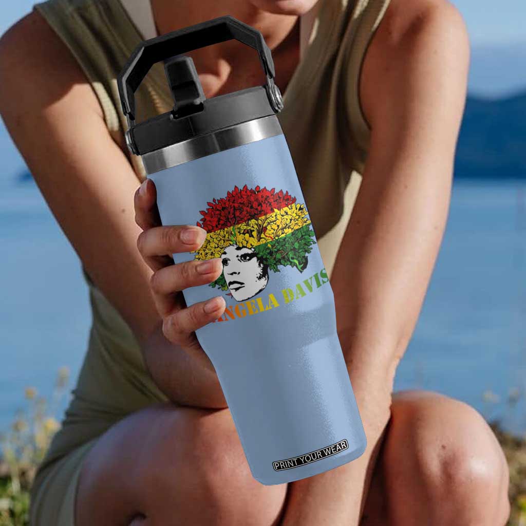 Angela Davis Flip Straw Tumbler Black History Month TS14 One Size: 30 oz Light Blue Print Your Wear