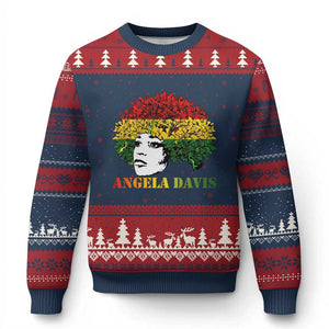 Angela Davis Ugly Christmas Sweater Black History Month TS14 Navy Red Print Your Wear
