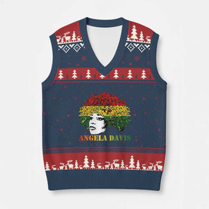 Angela Davis V-Neck Knit Sweater Vest Black History Month TS14 Navy Red Print Your Wear