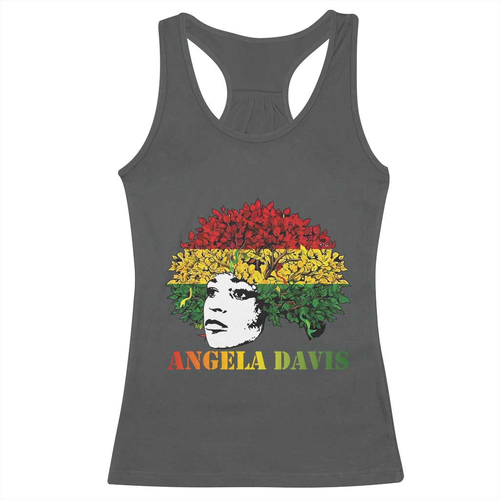 Angela Davis Racerback Tank Top Black History Month TS14 Dark Heather Print Your Wear