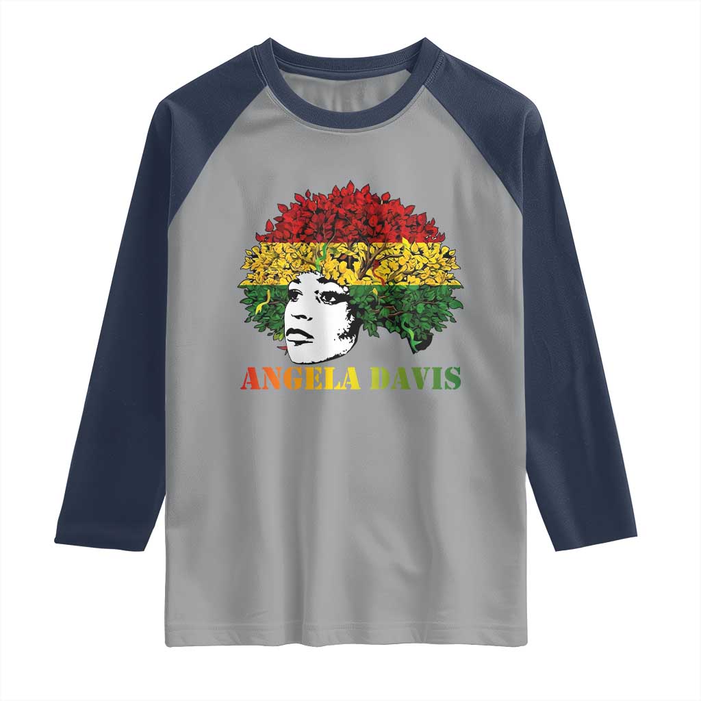 Angela Davis Raglan Shirt Black History Month TS14 Sport Gray Navy Print Your Wear