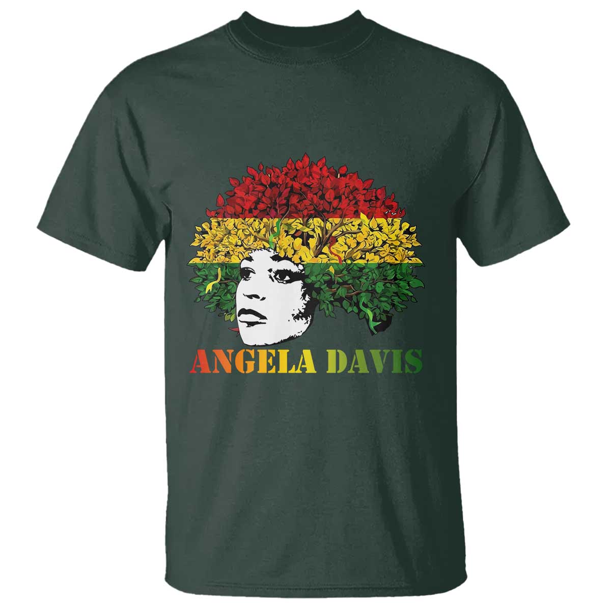 Angela Davis T Shirt Black History Month TS14 Dark Forest Green Print Your Wear