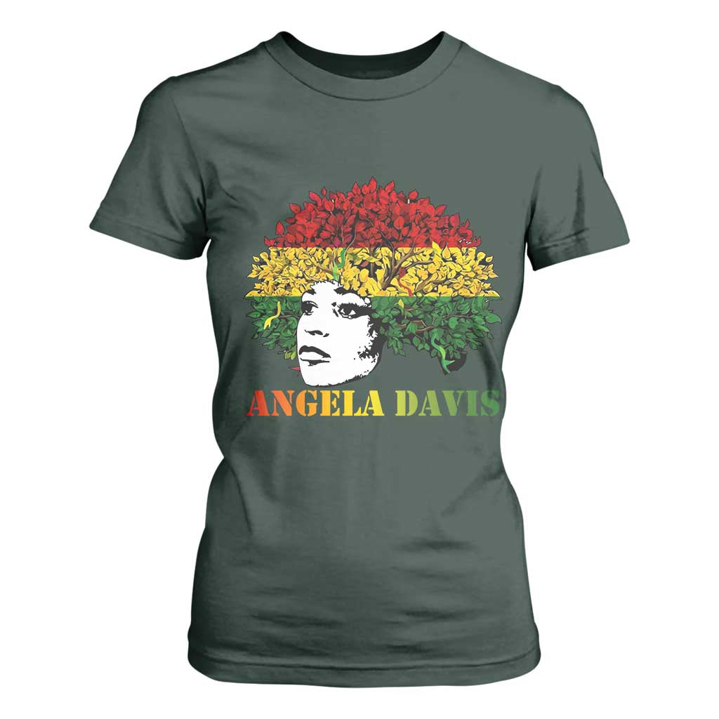 Angela Davis T Shirt For Women Black History Month TS14 Dark Forest Green Print Your Wear