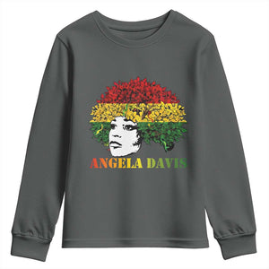 Angela Davis Youth Sweatshirt Black History Month TS14 Dark Heather Print Your Wear