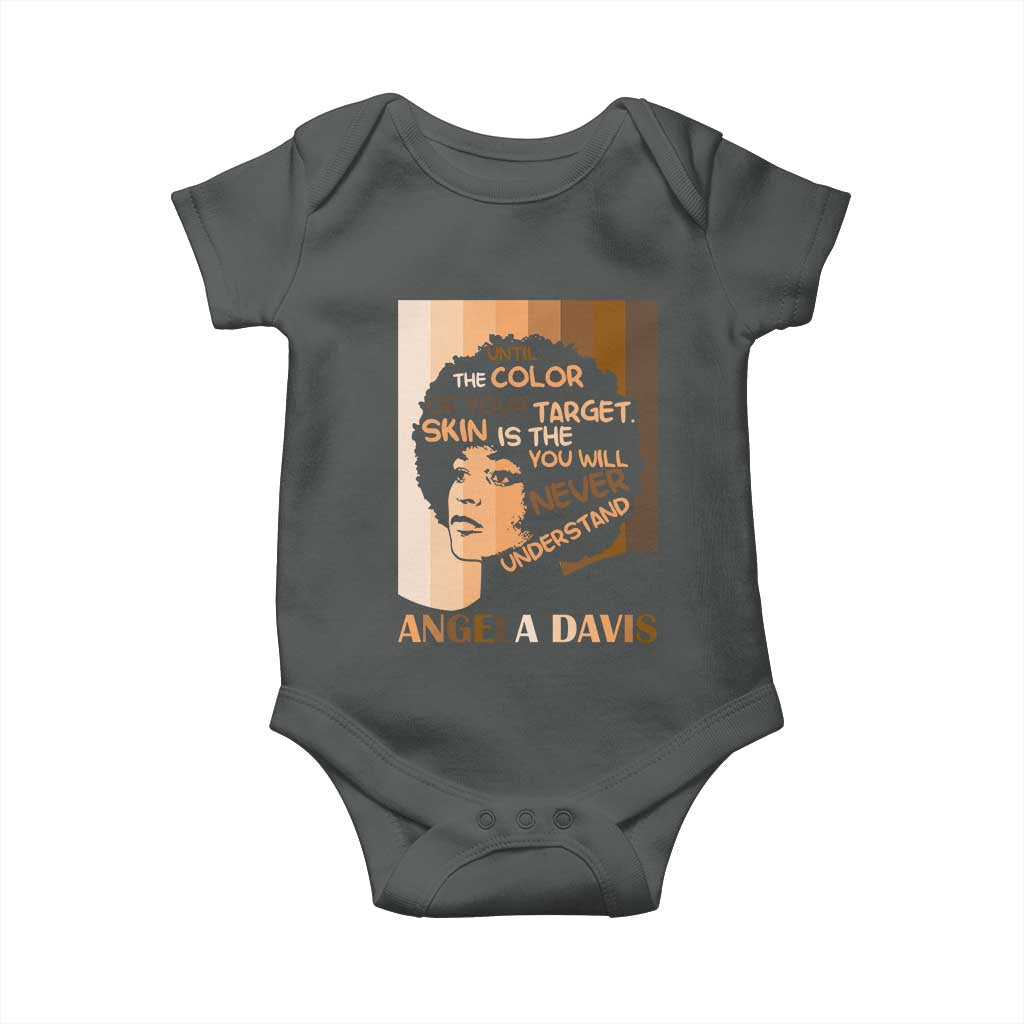 Angela Davis Inspirational Quote Baby Onesie Black Pride Melanin TS14 Dark Heather Print Your Wear
