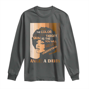 Angela Davis Inspirational Quote Long Sleeve Shirt Black Pride Melanin TS14 Dark Heather Print Your Wear