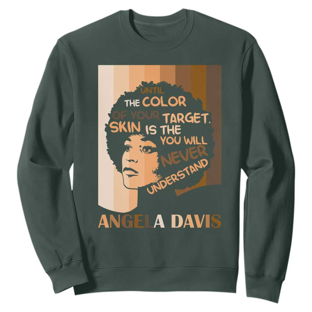 Angela Davis Inspirational Quote Sweatshirt Black Pride Melanin TS14 Dark Forest Green Print Your Wear