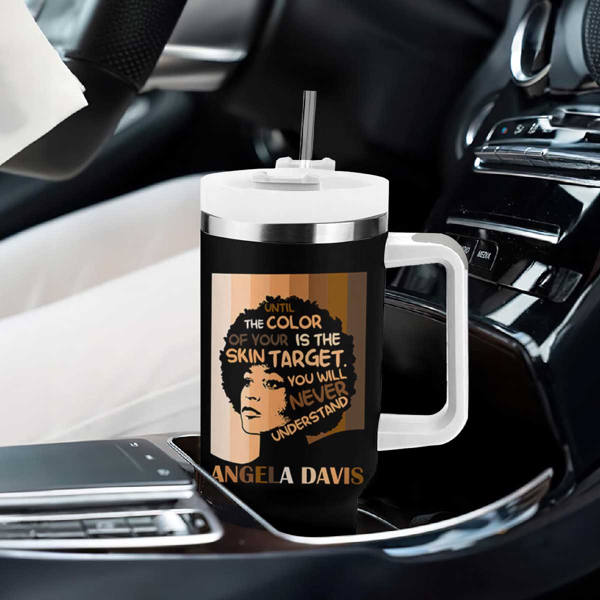 Angela Davis Inspirational Quote Tumbler With Handle Black Pride Melanin TS14 Print Your Wear
