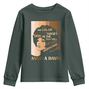 Angela Davis Inspirational Quote Youth Sweatshirt Black Pride Melanin TS14 Dark Forest Green Print Your Wear