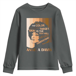 Angela Davis Inspirational Quote Youth Sweatshirt Black Pride Melanin TS14 Dark Heather Print Your Wear