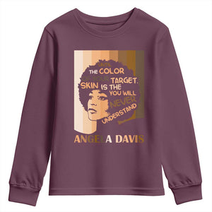 Angela Davis Inspirational Quote Youth Sweatshirt Black Pride Melanin TS14 Maroon Print Your Wear