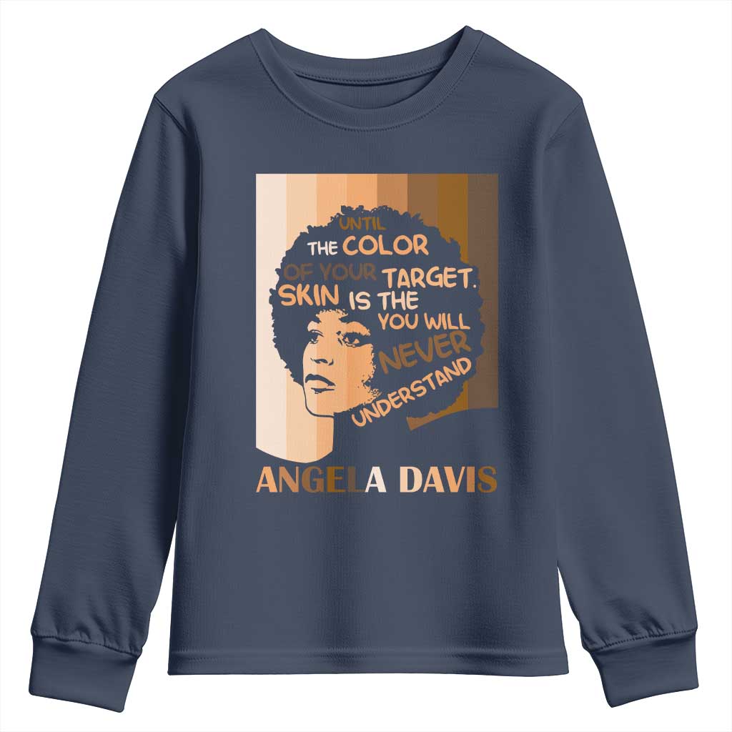 Angela Davis Inspirational Quote Youth Sweatshirt Black Pride Melanin TS14 Navy Print Your Wear