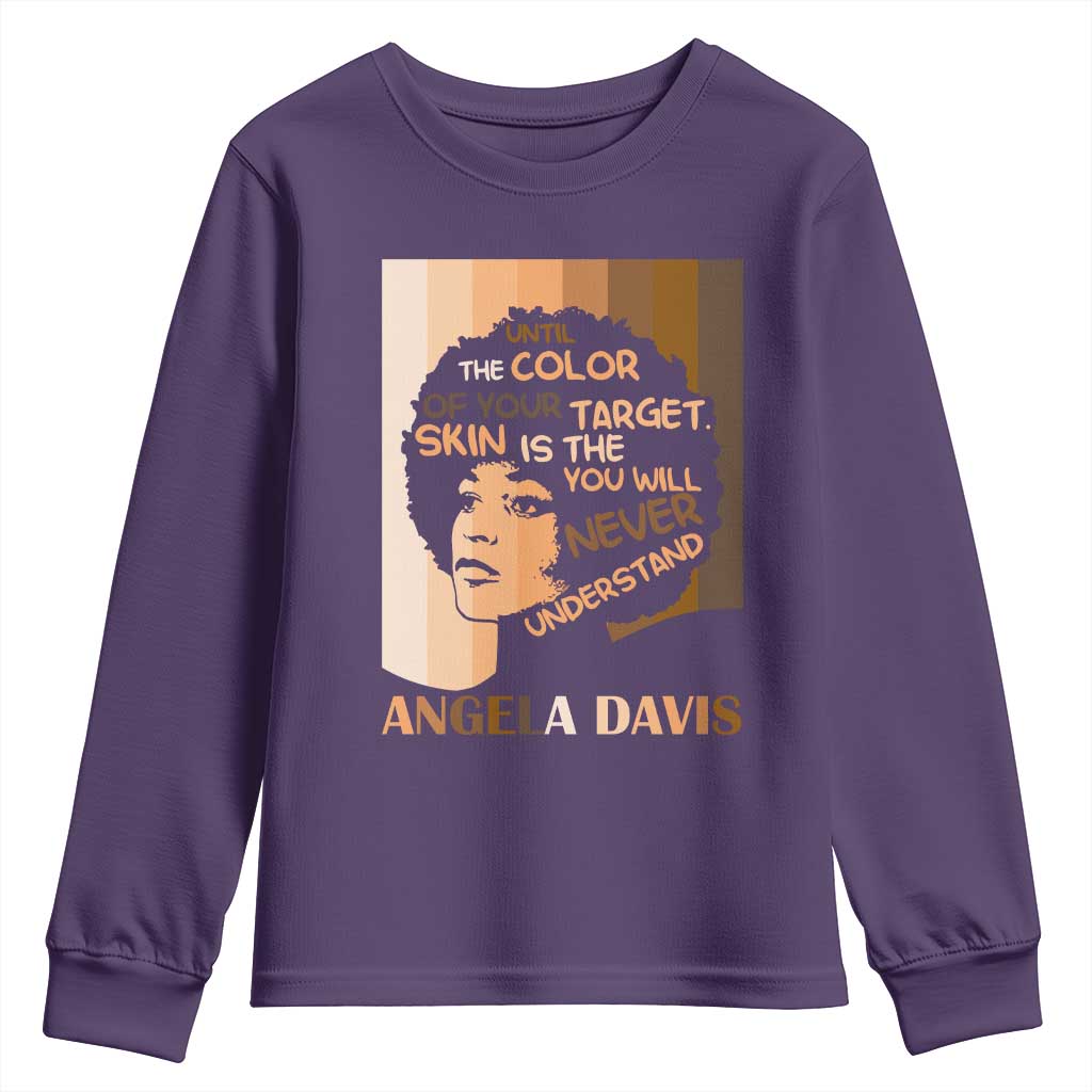 Angela Davis Inspirational Quote Youth Sweatshirt Black Pride Melanin TS14 Purple Print Your Wear