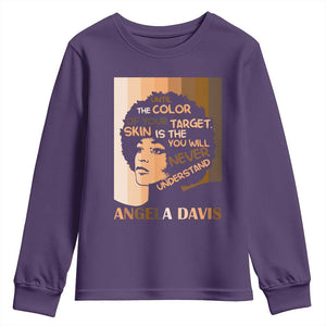 Angela Davis Inspirational Quote Youth Sweatshirt Black Pride Melanin TS14 Purple Print Your Wear