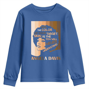 Angela Davis Inspirational Quote Youth Sweatshirt Black Pride Melanin TS14 Royal Blue Print Your Wear