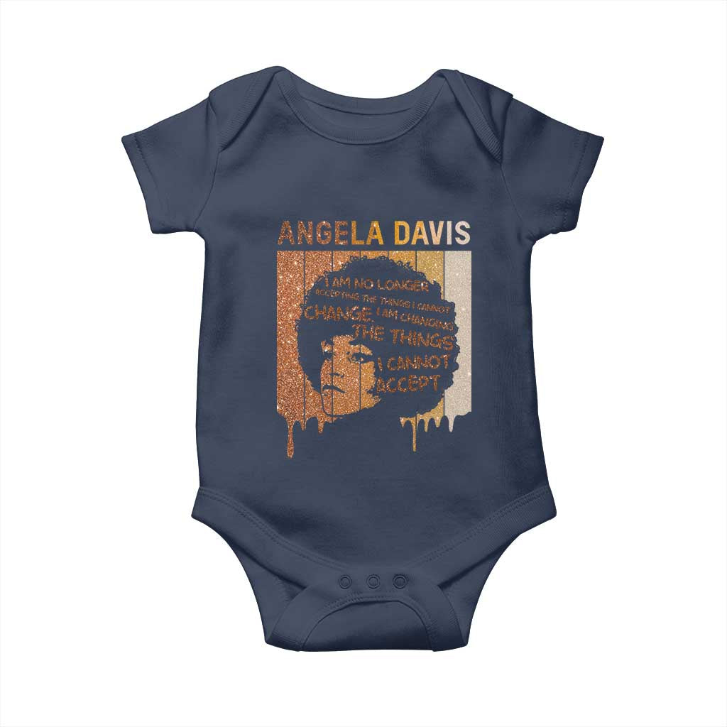 Angela Davis Quote Baby Onesie I Am No Longer Accepting The Things I Cannot Change TS14 Navy Print Your Wear