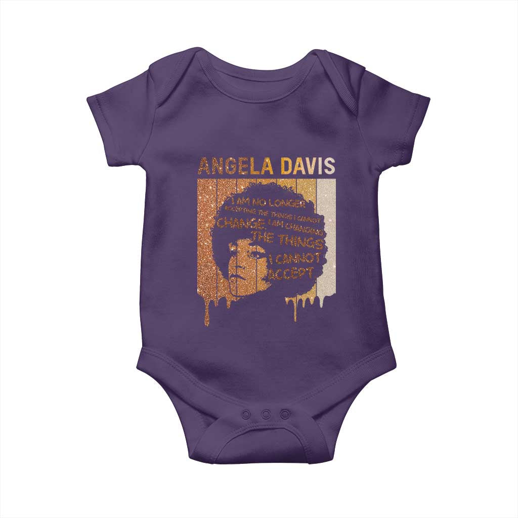 Angela Davis Quote Baby Onesie I Am No Longer Accepting The Things I Cannot Change TS14 Purple Print Your Wear