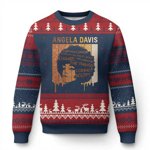 Angela Davis Quote Ugly Christmas Sweater I Am No Longer Accepting The Things I Cannot Change TS14 Navy Red Print Your Wear