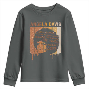 Angela Davis Quote Youth Sweatshirt I Am No Longer Accepting The Things I Cannot Change TS14 Dark Heather Print Your Wear