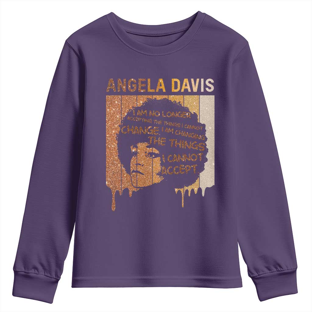 Angela Davis Quote Youth Sweatshirt I Am No Longer Accepting The Things I Cannot Change TS14 Purple Print Your Wear