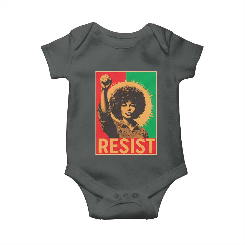 Angela Davis Baby Onesie Political Protest Resist Civil Rights Freedom TS14 Dark Heather Print Your Wear