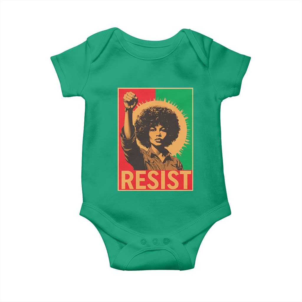 Angela Davis Baby Onesie Political Protest Resist Civil Rights Freedom TS14 Irish Green Print Your Wear