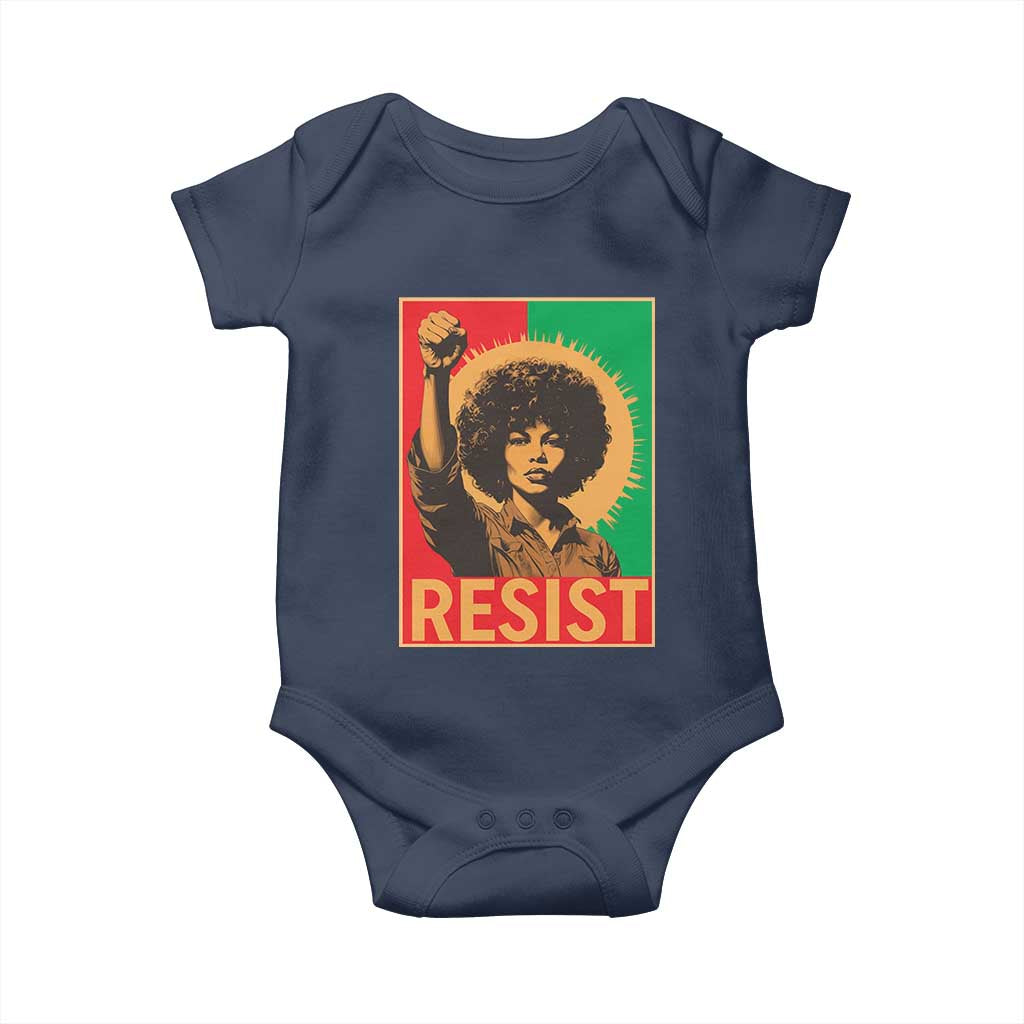 Angela Davis Baby Onesie Political Protest Resist Civil Rights Freedom TS14 Navy Print Your Wear