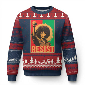 Angela Davis Ugly Christmas Sweater Political Protest Resist Civil Rights Freedom TS14 Navy Red Print Your Wear
