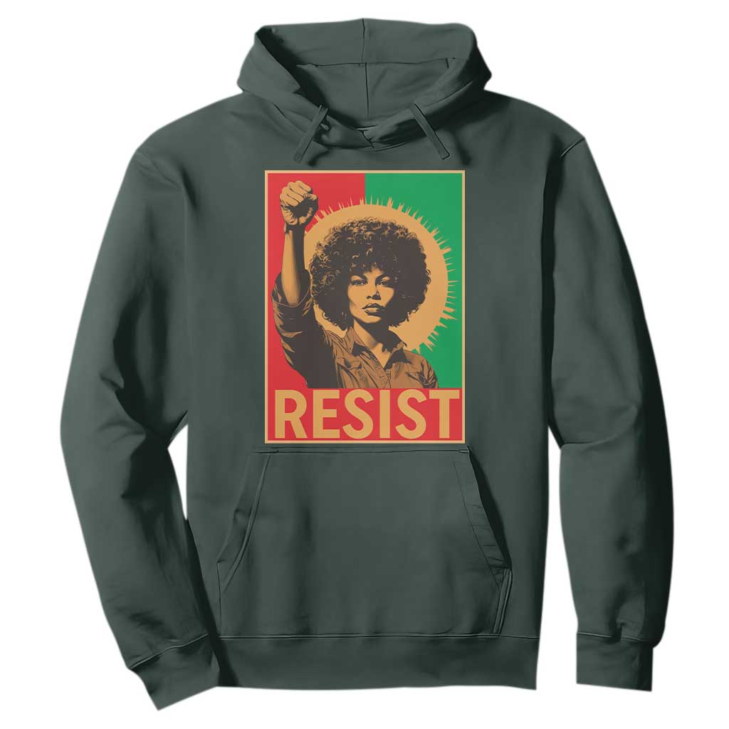 Angela Davis Hoodie Political Protest Resist Civil Rights Freedom TS14 Dark Forest Green Print Your Wear