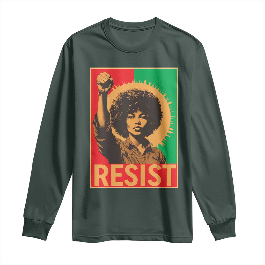 Angela Davis Long Sleeve Shirt Political Protest Resist Civil Rights Freedom TS14 Dark Forest Green Print Your Wear