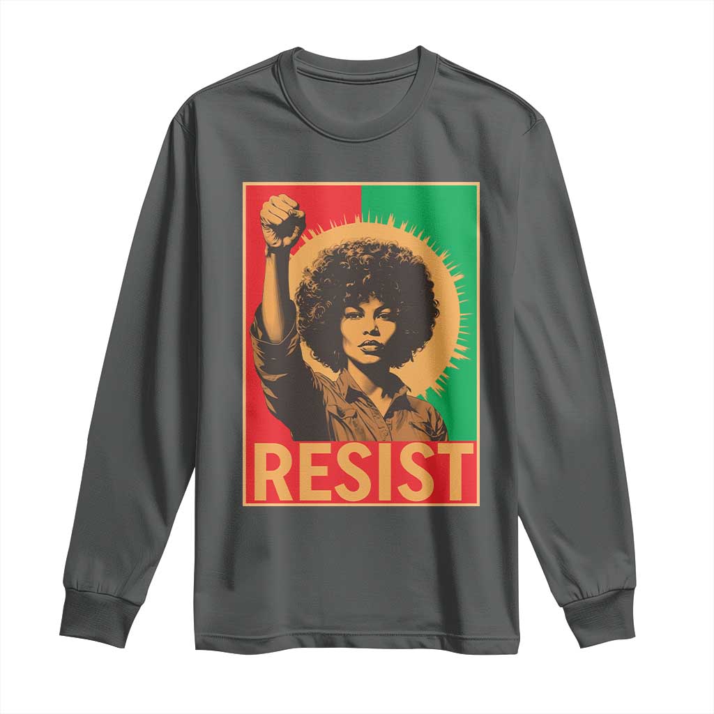 Angela Davis Long Sleeve Shirt Political Protest Resist Civil Rights Freedom TS14 Dark Heather Print Your Wear