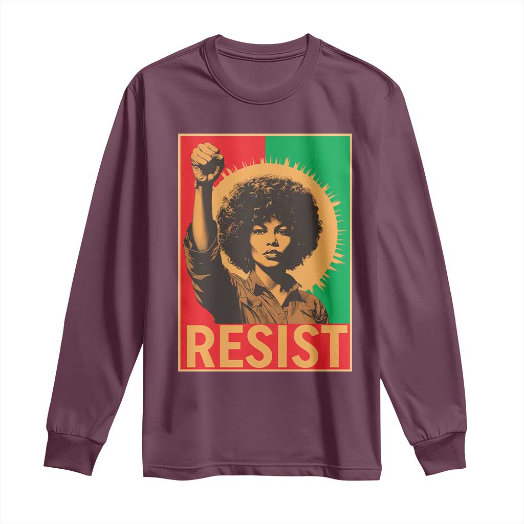 Angela Davis Long Sleeve Shirt Political Protest Resist Civil Rights Freedom TS14 Maroon Print Your Wear