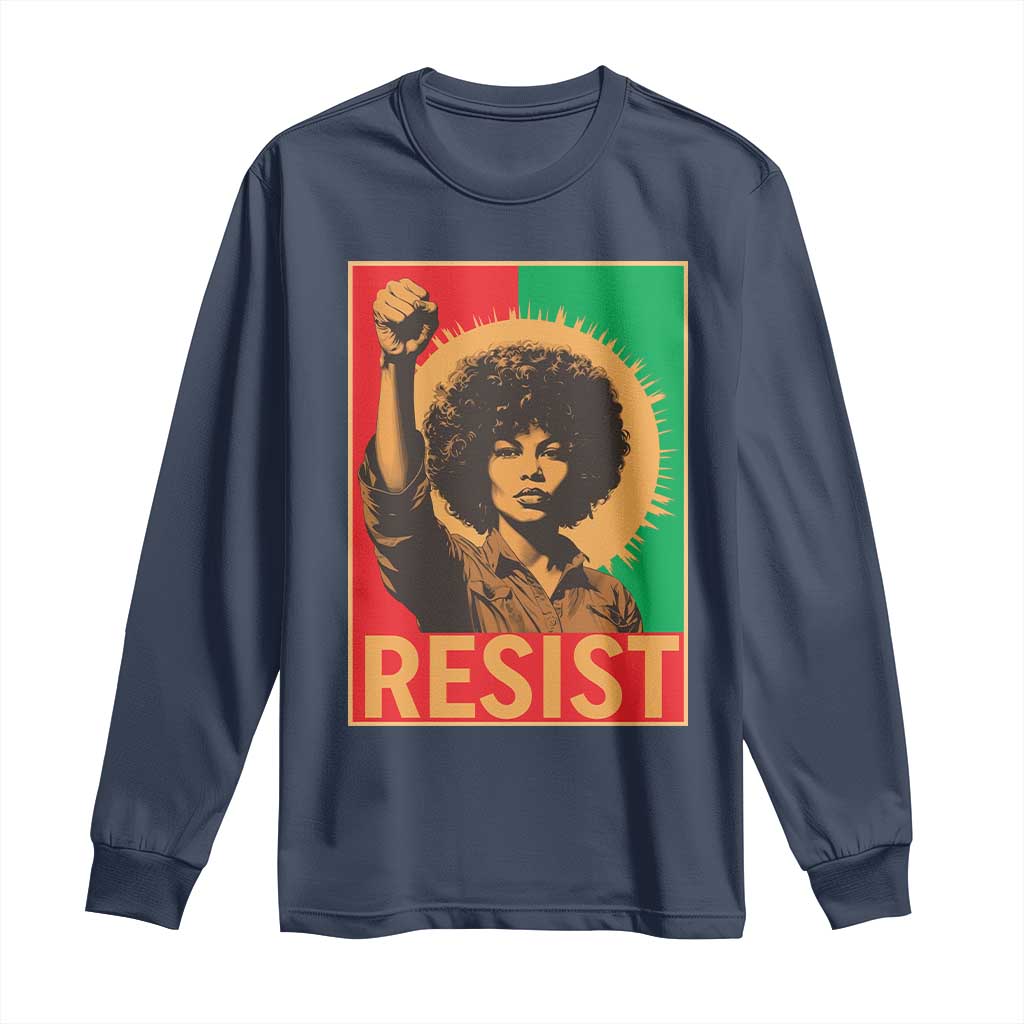 Angela Davis Long Sleeve Shirt Political Protest Resist Civil Rights Freedom TS14 Navy Print Your Wear