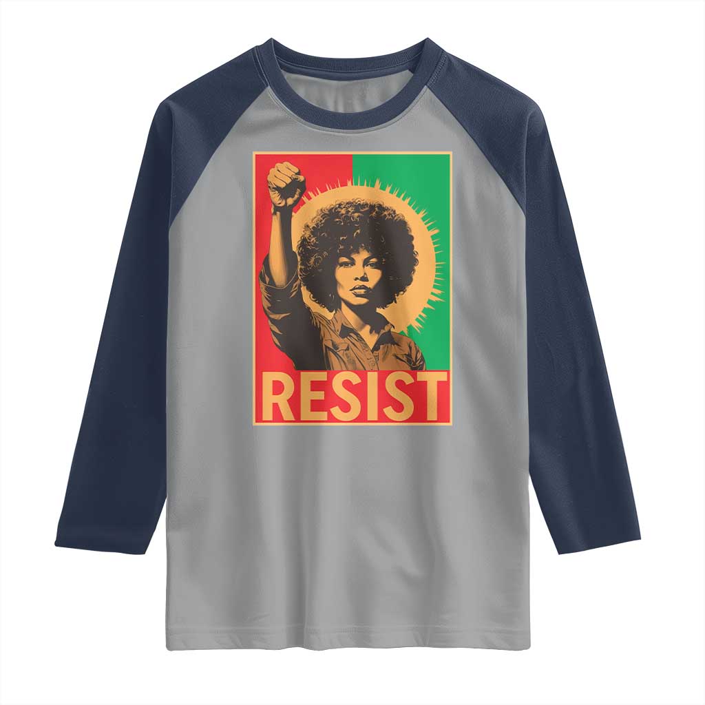 Angela Davis Raglan Shirt Political Protest Resist Civil Rights Freedom TS14 Sport Gray Navy Print Your Wear