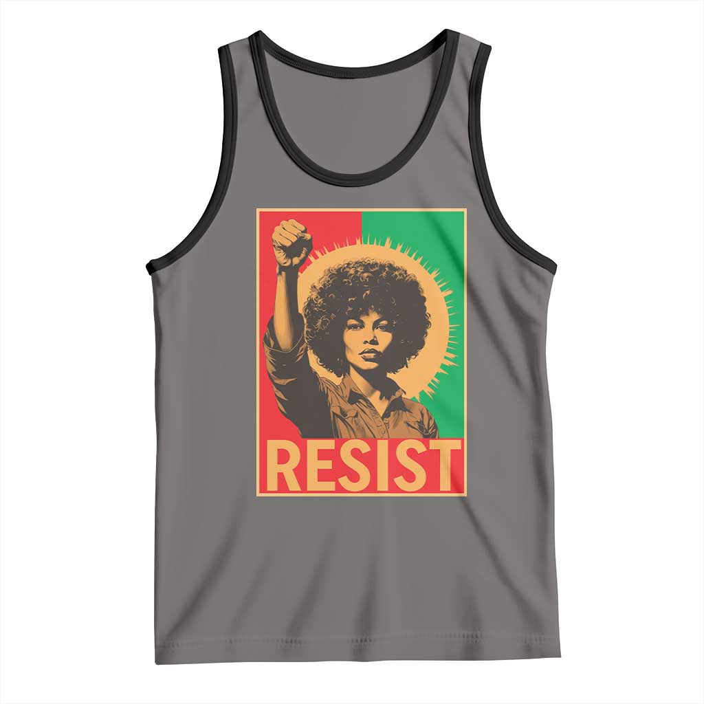 Angela Davis Tank Top Political Protest Resist Civil Rights Freedom TS14 Deep Heather Black Print Your Wear