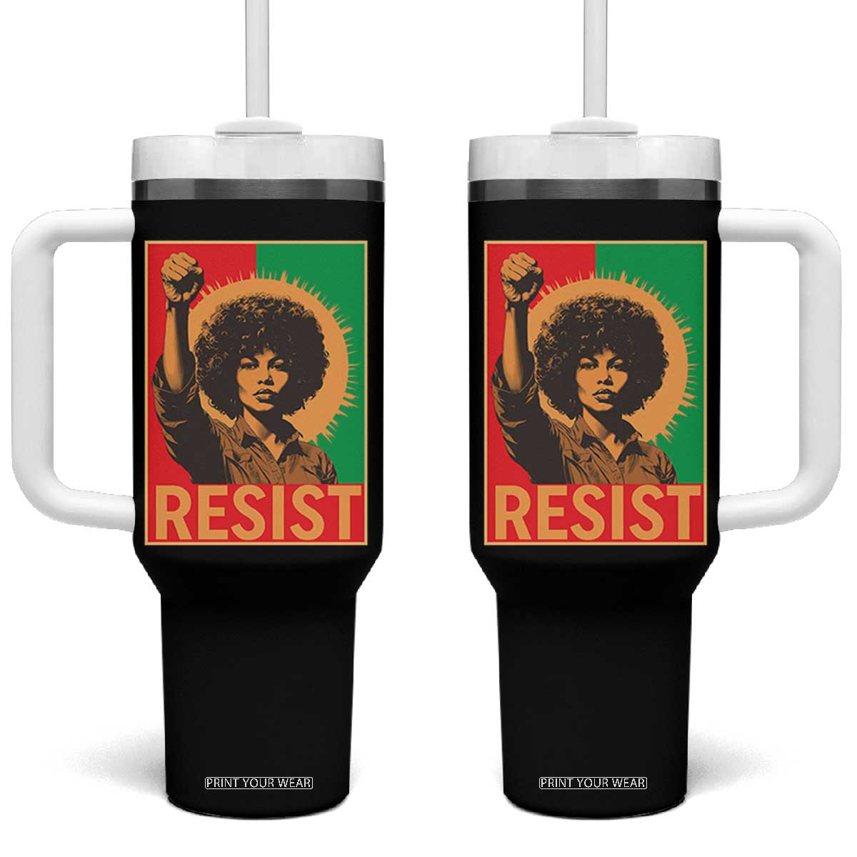 Angela Davis Tumbler With Handle Political Protest Resist Civil Rights Freedom TS14 One Size: 40 oz Black Print Your Wear