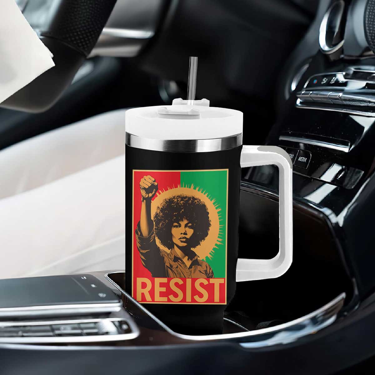 Angela Davis Tumbler With Handle Political Protest Resist Civil Rights Freedom TS14 Print Your Wear