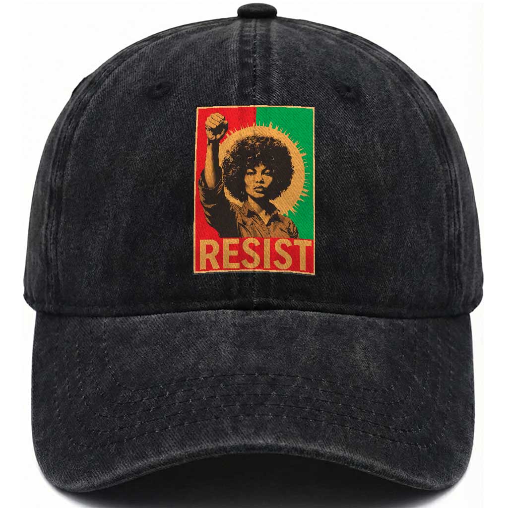 Angela Davis Washed Cotton Baseball Cap Political Protest Resist Civil Rights Freedom TS14 Washed Cap Universal Fit Black Print Your Wear