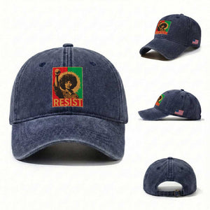 Angela Davis Washed Cotton Baseball Cap Political Protest Resist Civil Rights Freedom TS14 Washed Cap Universal Fit Navy Print Your Wear