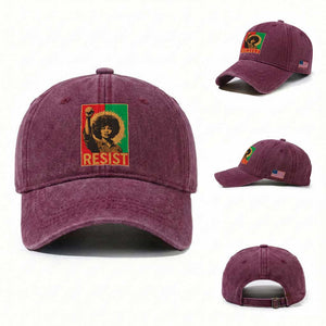 Angela Davis Washed Cotton Baseball Cap Political Protest Resist Civil Rights Freedom TS14 Washed Cap Universal Fit Burgundy Print Your Wear