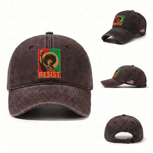 Angela Davis Washed Cotton Baseball Cap Political Protest Resist Civil Rights Freedom TS14 Washed Cap Universal Fit Dark Brown Print Your Wear