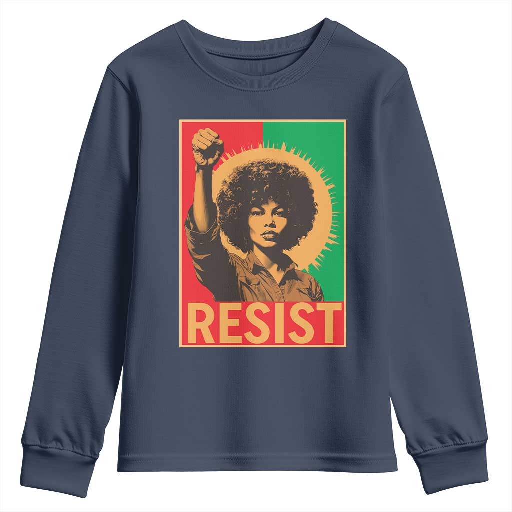 Angela Davis Youth Sweatshirt Political Protest Resist Civil Rights Freedom TS14 Navy Print Your Wear