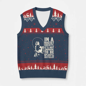 Angela Davis Inspirational Quote V-Neck Knit Sweater Vest TS14 Navy Red Print Your Wear